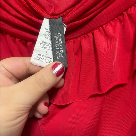 Kenneth Cole Reaction Red Ruffled Swimwear - Picture 2 of 3